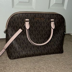 Michael Kors Satchel Purse - Brown & Pale Pink
